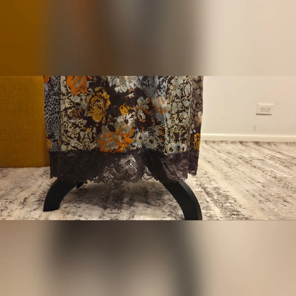 Free People Slip  Brown Dress with Floral Accents, Size M. - Picture 10 of 15